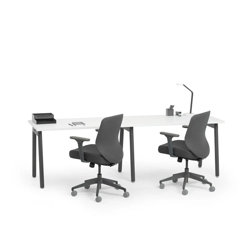 Series A Single Desk For 2, White, 47", Charcoal Legs