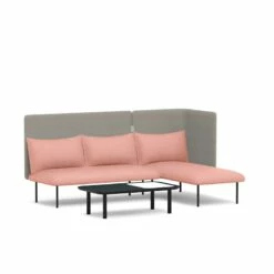 Blush + Gray QT Adaptable Lounge Sofa + Right Chaise