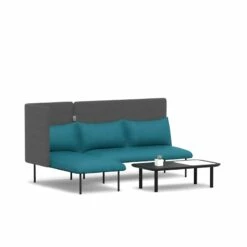 Teal + Dark Gray QT Adaptable Lounge Sofa + Left Chaise