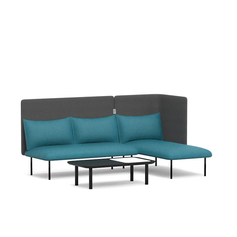 Teal + Dark Gray QT Adaptable Lounge Sofa + Right Chaise - Image 4