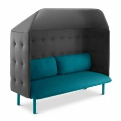 Teal + Dark Gray QT Privacy Lounge Sofa With Canopy