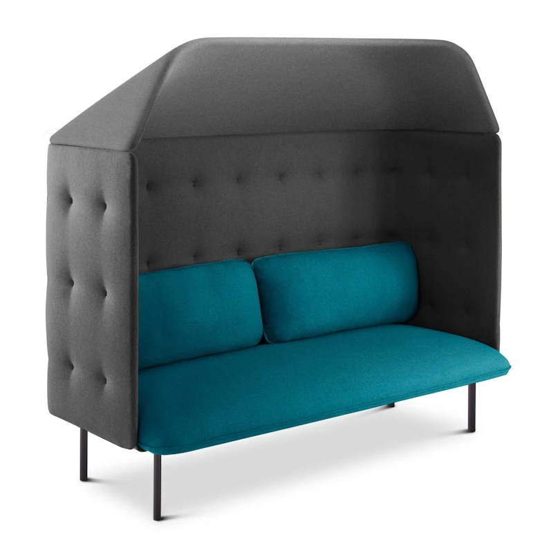 Teal + Dark Gray QT Privacy Lounge Sofa With Canopy - Image 2