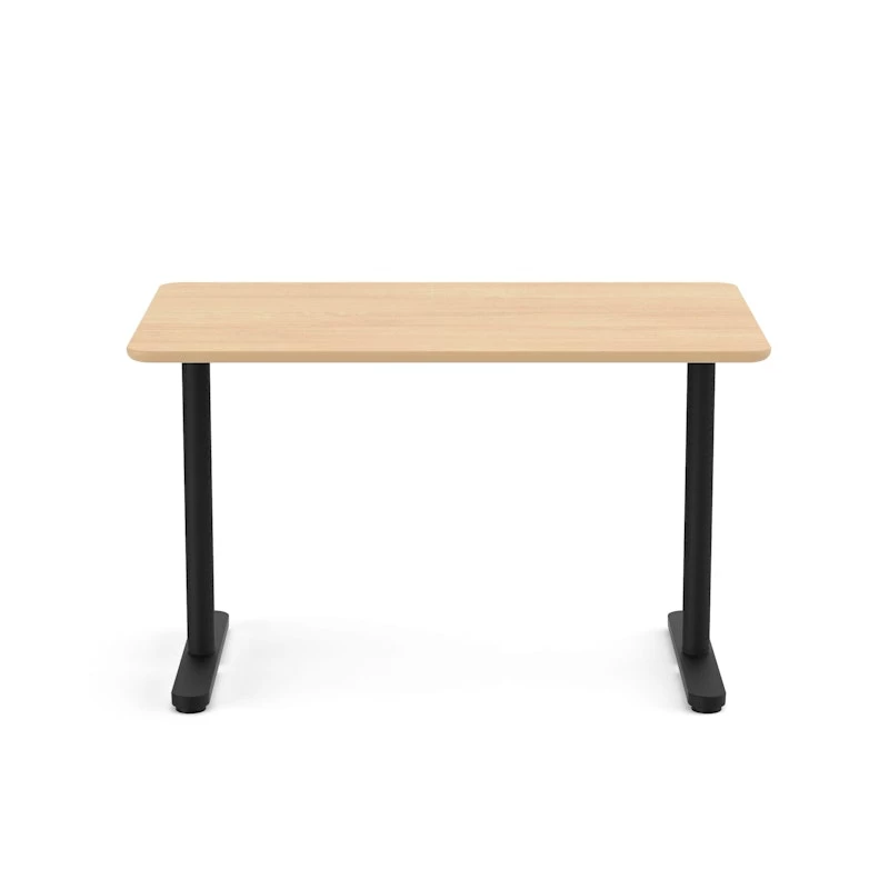 Raise Fixed Height Single Desk, Natural Oak, 48", Black Legs - Image 4