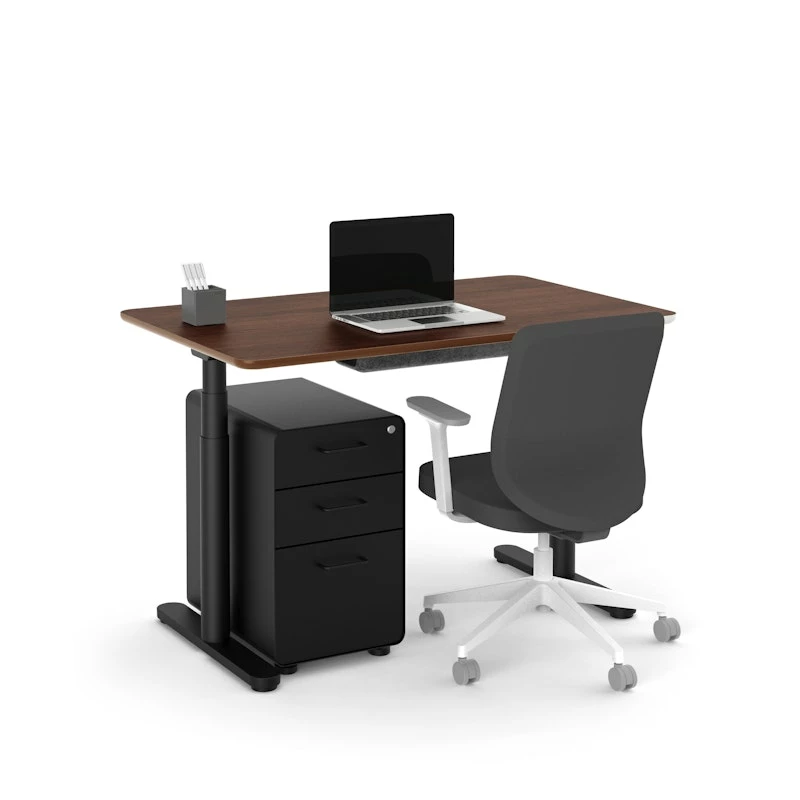 Raise Adjustable Height Single Desk, Walnut, 48", Black Legs - Image 7