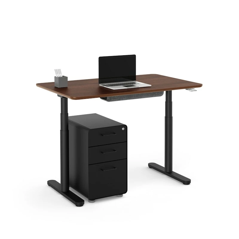 Raise Adjustable Height Single Desk, Walnut, 48", Black Legs - Image 4