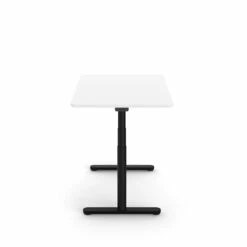 Raise Adjustable Height Single Desk, White, 48", Black Legs