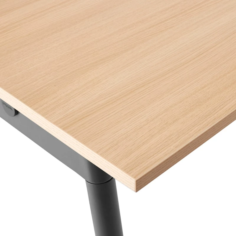 Series A Single Desk For 2, Natural Oak, 47", Charcoal Legs