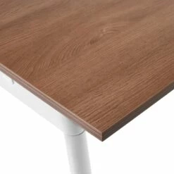 Series A Double Desk For 6, Walnut, 47", White Legs