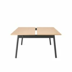 Series A Double Desk For 2, Natural Oak, 47", Charcoal Legs