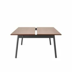 Series A Double Desk For 2, Walnut, 47", Charcoal Legs