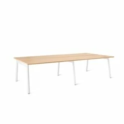 Series A Double Desk For 4, Natural Oak, 47", White Legs