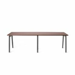 Series A Single Desk For 2, Walnut, 47", Charcoal Legs