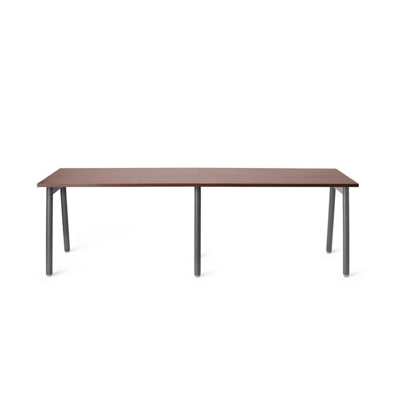 Series A Single Desk For 2, Walnut, 47", Charcoal Legs