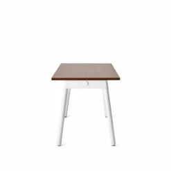 Series A Single Desk For 1, Walnut, 47", White Legs