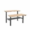 Series L Adjustable Height Double Desk For 2, Natural Oak, 47", Charcoal Legs