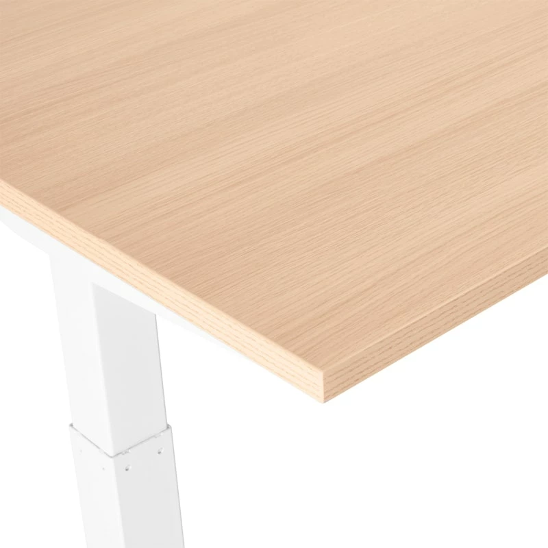 Series L Adjustable Height Double Desk For 2, Natural Oak, 47", White Legs - Image 3