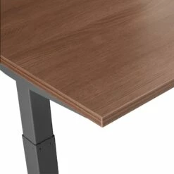 Series L Adjustable Height Double Desk For 6, Walnut, 47", Charcoal Legs