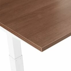 Series L Adjustable Height Double Desk For 4, Walnut, 47", White Legs