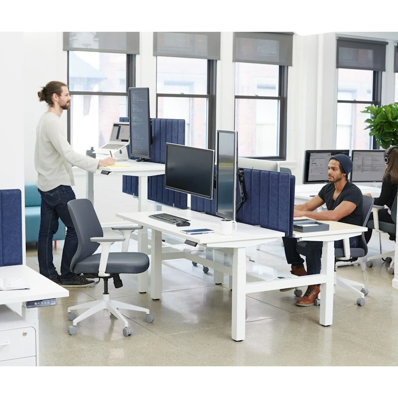 Series L Adjustable Height Double Desk For 2, White, 47", White Legs - Image 7