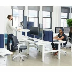 Series L Adjustable Height Double Desk For 2, White, 47", Charcoal Legs
