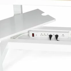 Series L Adjustable Height Double Desk For 4, White, 47", Charcoal Legs