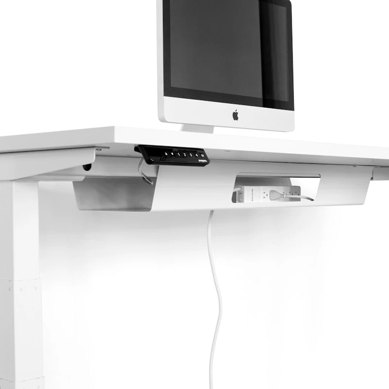 Series L Adjustable Height Double Desk For 2, White, 47", White Legs - Image 2