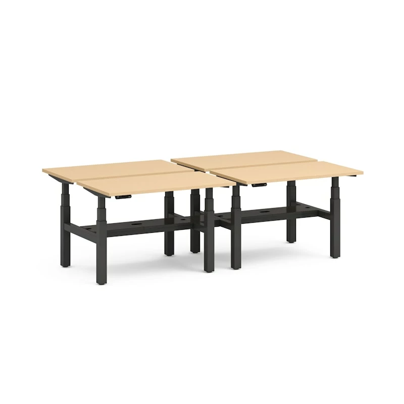 Series L Adjustable Height Double Desk For 4, Natural Oak, 47", Charcoal Legs - Image 2