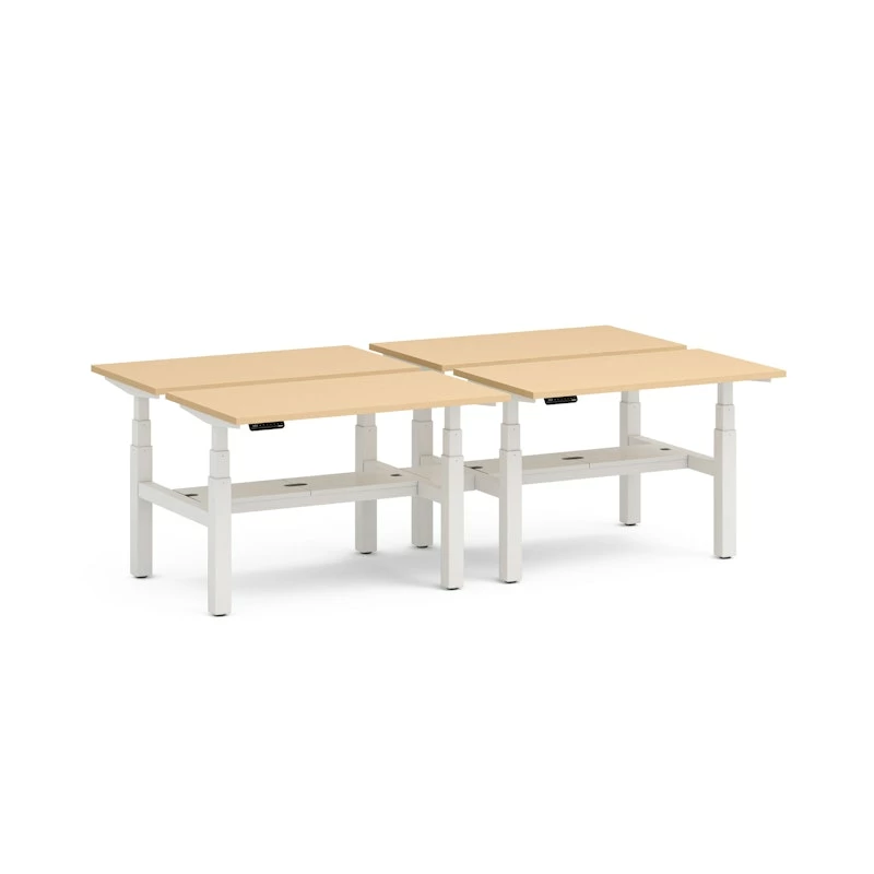 Series L Adjustable Height Double Desk For 4, Natural Oak, 47", White Legs - Image 2