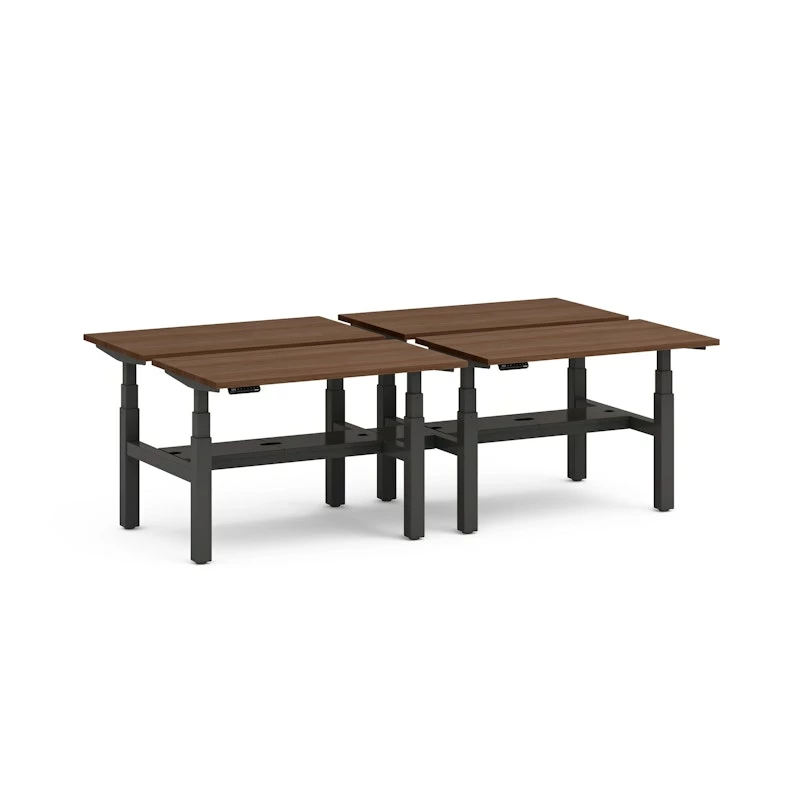 Series L Adjustable Height Double Desk For 4, Walnut, 47", Charcoal Legs - Image 4