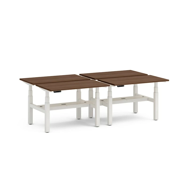 Series L Adjustable Height Double Desk For 4, Walnut, 47", White Legs - Image 2