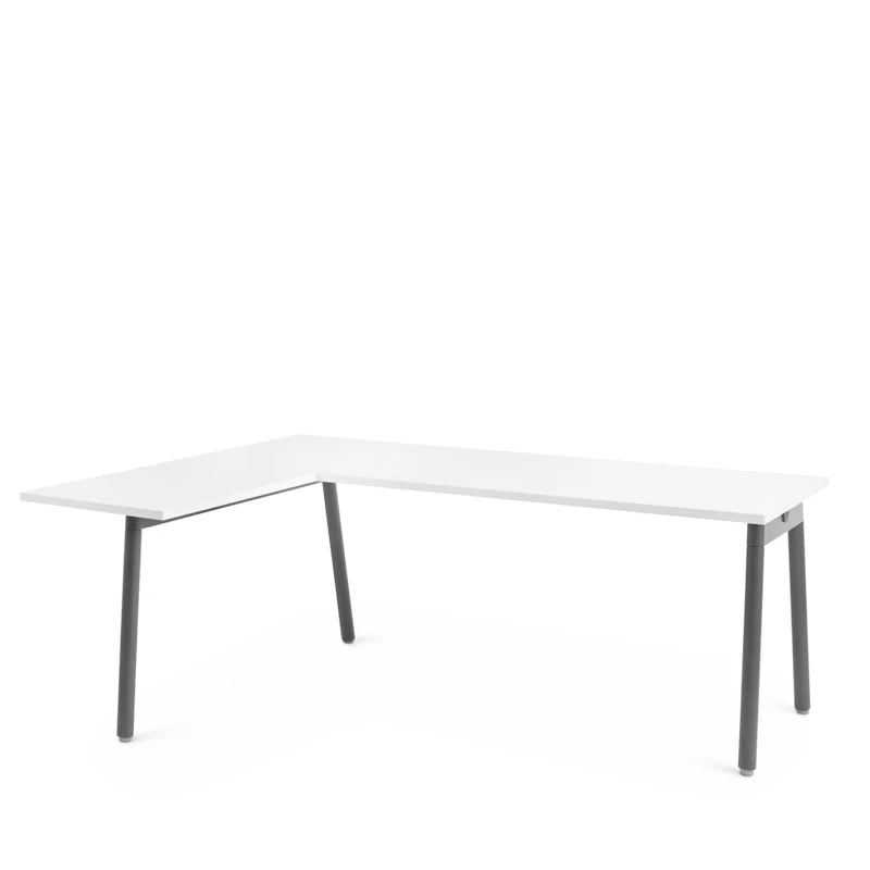 Series A Corner Desk, White With Charcoal Base, Left Handed - Image 3