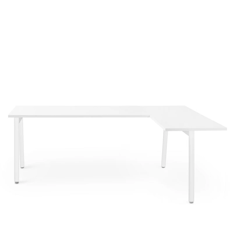 Series A Corner Desk, White With White Base, Right Handed