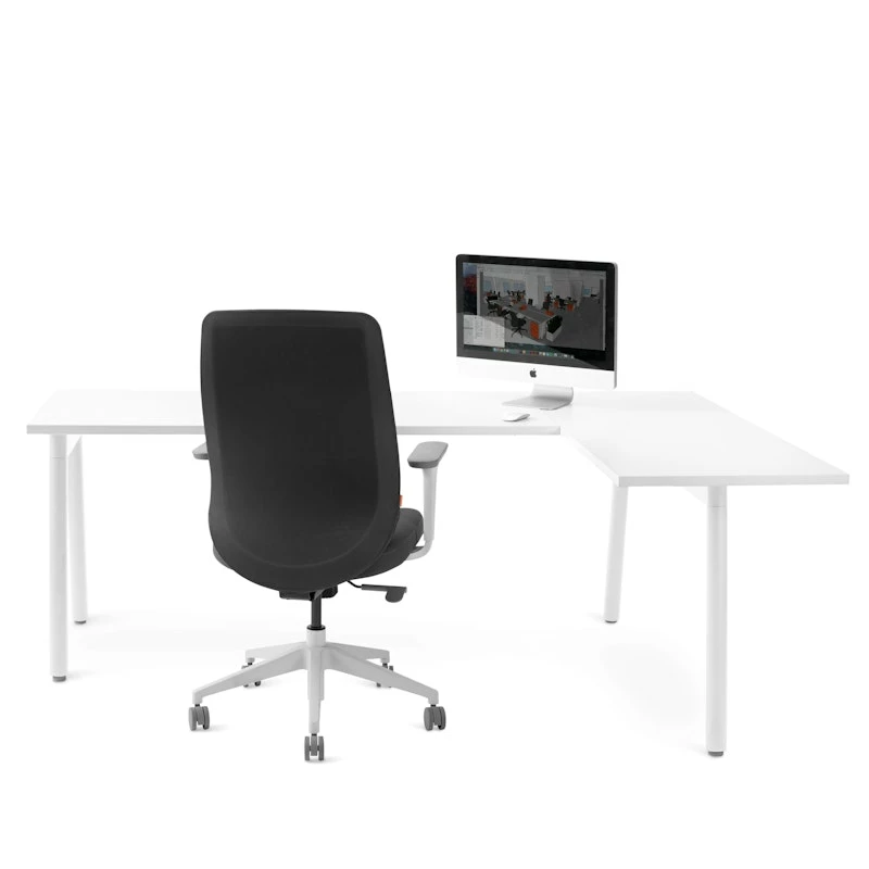 Series A Corner Desk, White With White Base, Right Handed - Image 3