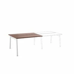 Series A Double Desk Add On, Walnut, 47",White Legs