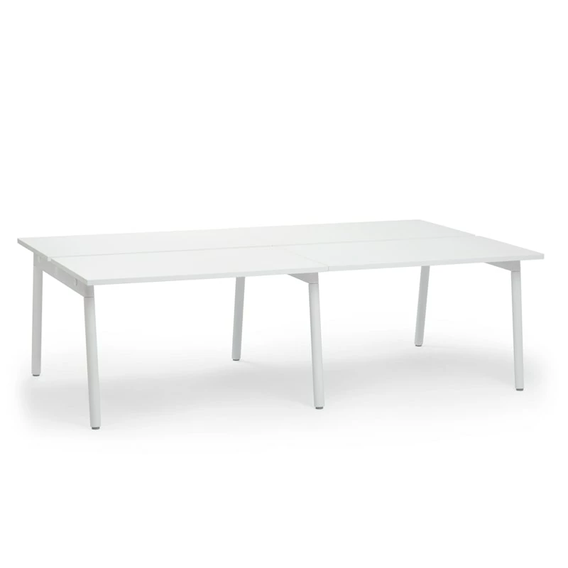 Series A Double Desk Add On, White, 47", White Legs