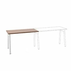 Series A Single Desk Add On, Walnut, 47", White Legs