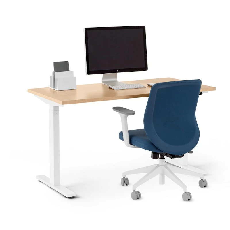 Series L 2S Adjustable Height Single Desk, Natural Oak, 47", White Legs - Image 4