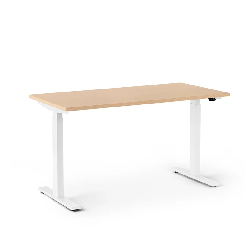 Series L 2S Adjustable Height Single Desk, Natural Oak, 47", White Legs - Image 3
