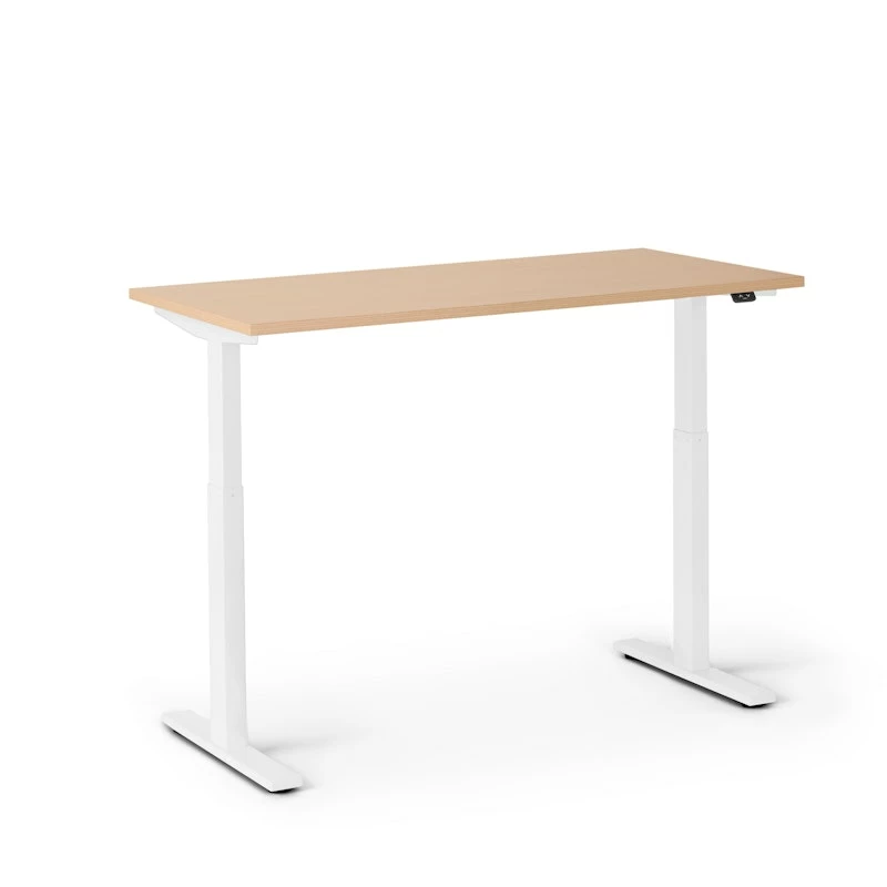 Series L 2S Adjustable Height Single Desk, Natural Oak, 47", White Legs