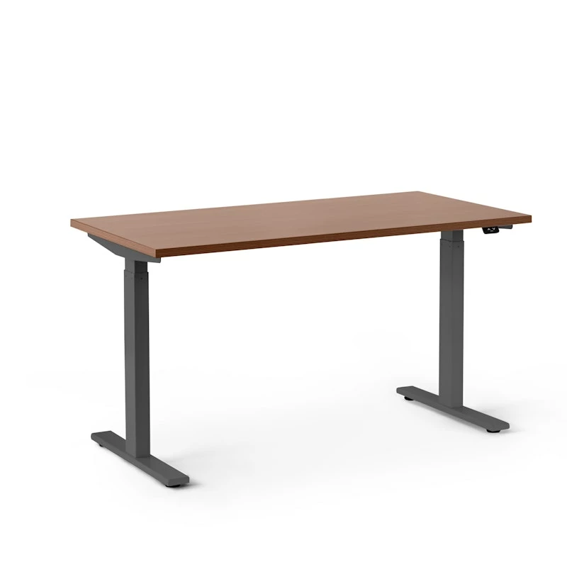 Series L 2S Adjustable Height Single Desk, Walnut, 47", Charcoal Legs - Image 2