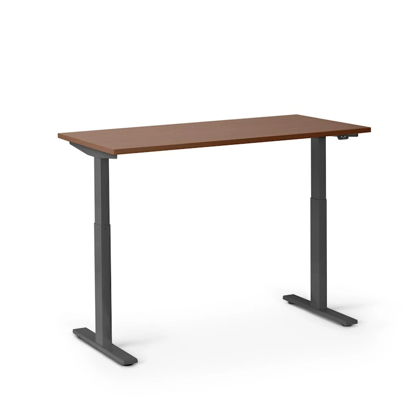 Series L 2S Adjustable Height Single Desk, Walnut, 47", Charcoal Legs - Image 3