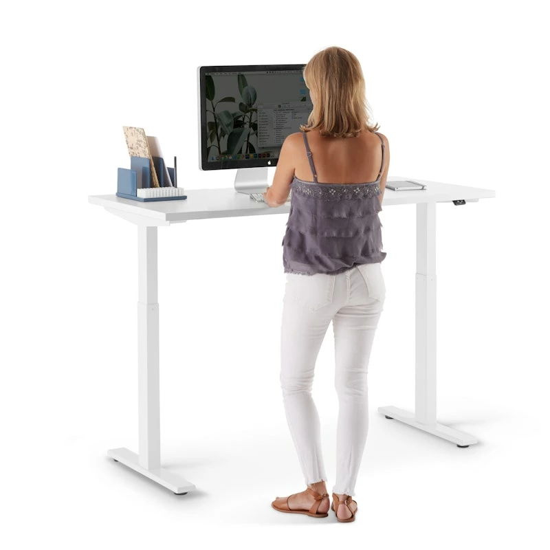 Series L 2S Adjustable Height Single Desk, White, 47", White Legs - Image 3