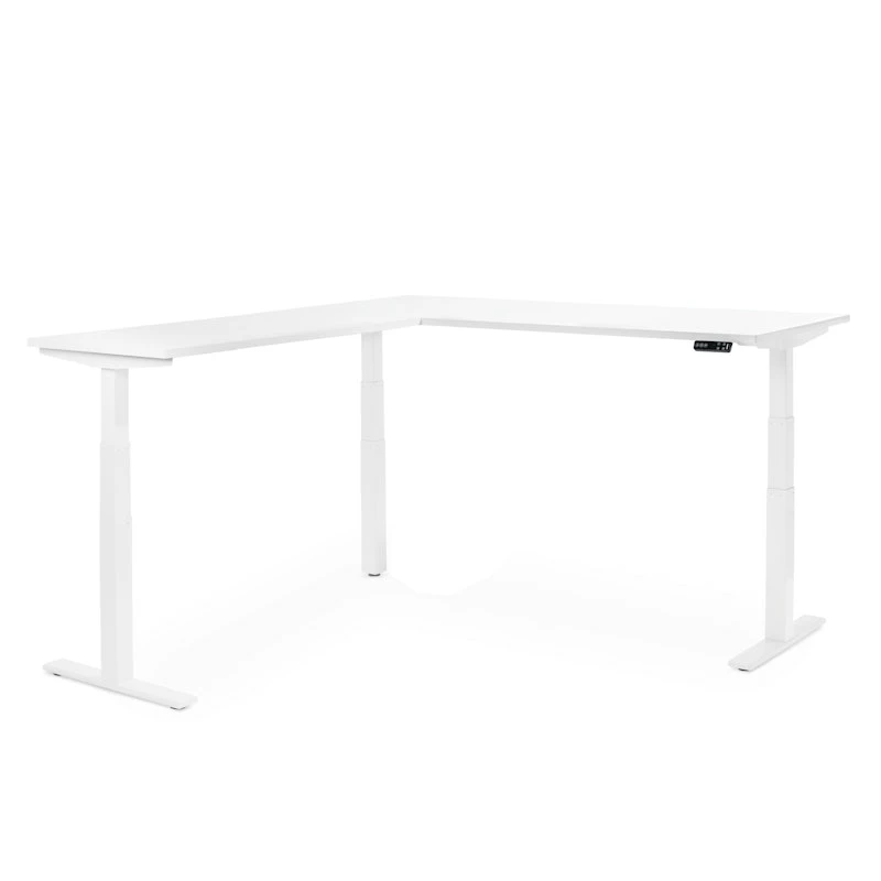 Series L Adjustable Height Corner Desk, White With White Base, Left Handed - Image 2