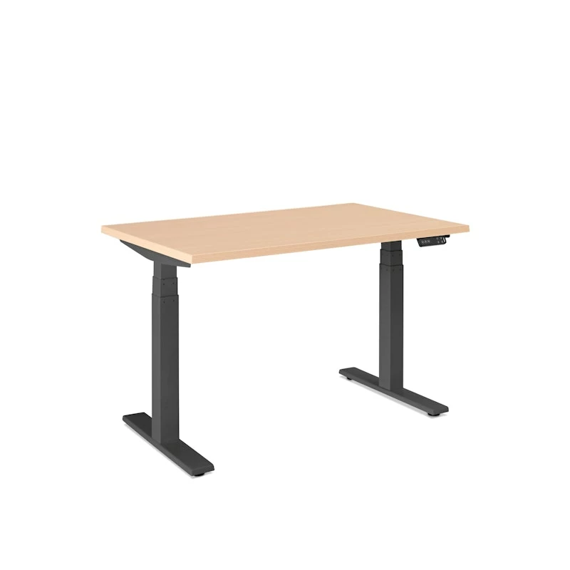 Series L Adjustable Height Single Desk, Natural Oak, 47", Charcoal Legs - Image 3