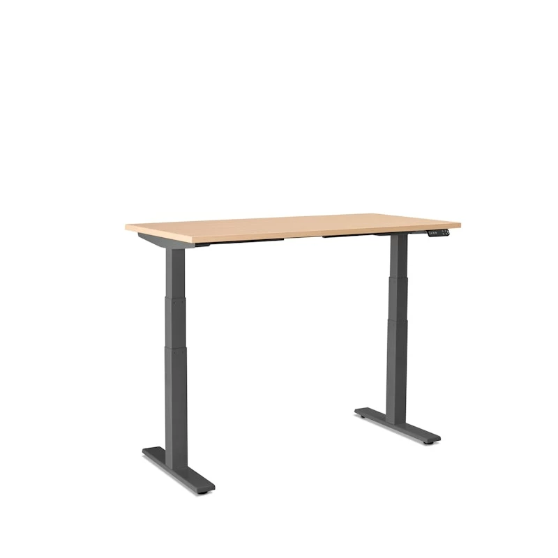 Series L Adjustable Height Single Desk, Natural Oak, 47", Charcoal Legs - Image 5