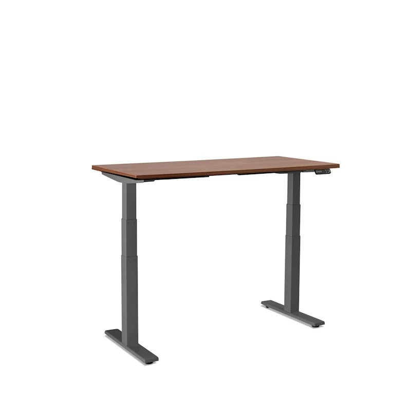 Series L Adjustable Height Single Desk, Walnut, 47", Charcoal Legs