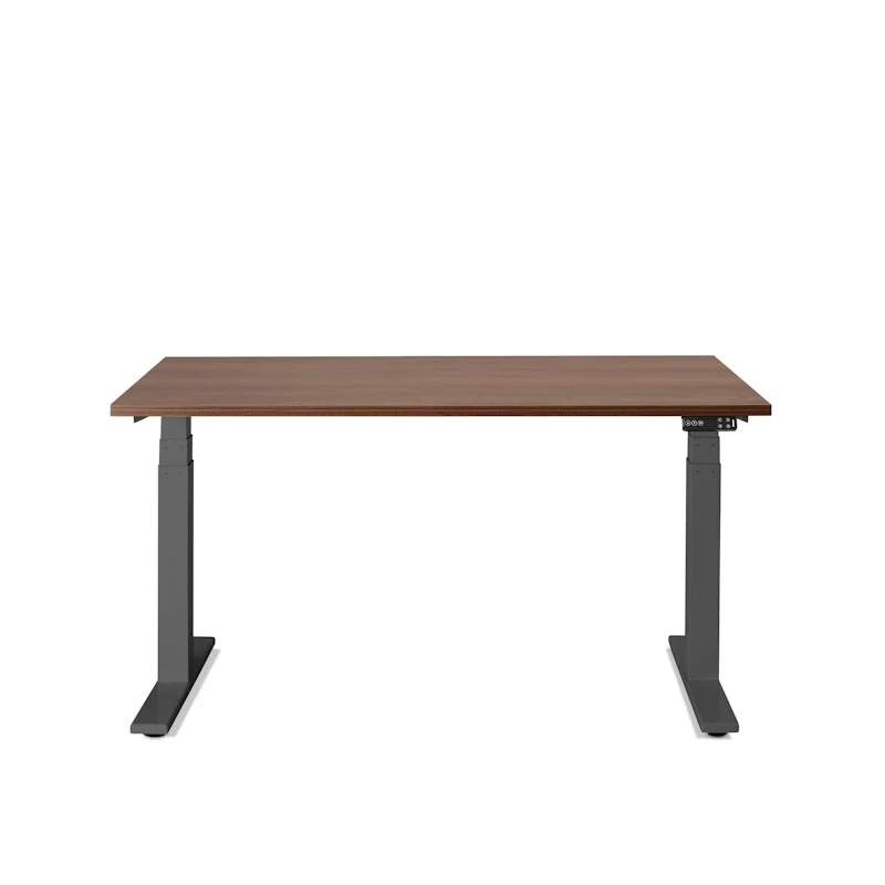 Series L Adjustable Height Single Desk, Walnut, 47", Charcoal Legs - Image 4