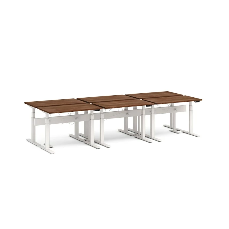 Series L Desk For 6 + Boom Power Rail, Walnut, 47", White Legs - Image 2