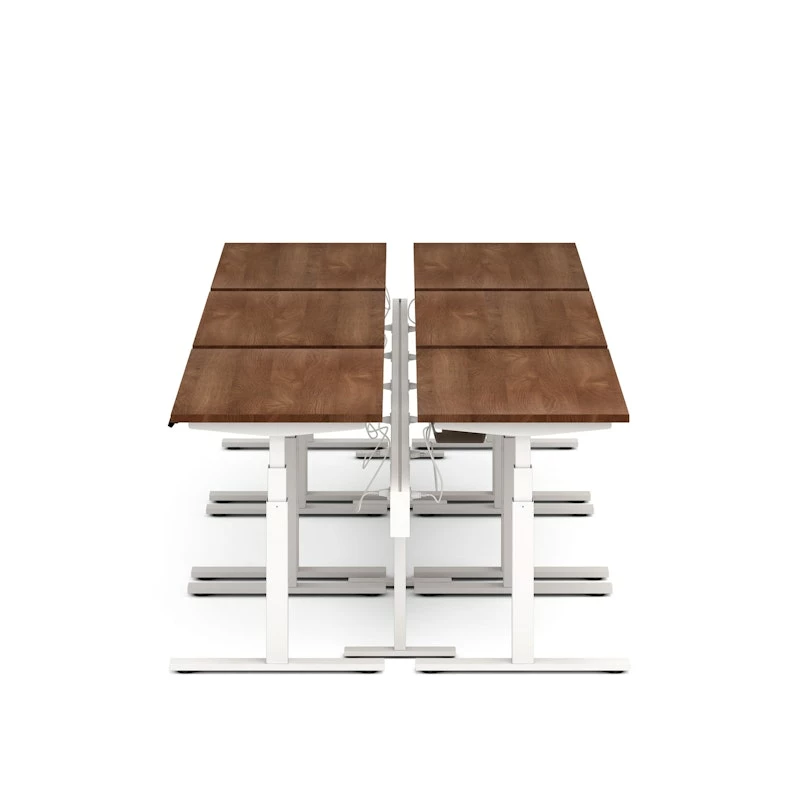 Series L Desk For 6 + Boom Power Rail, Walnut, 47", White Legs - Image 3