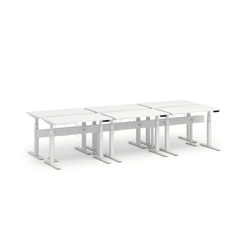 Series L Desk For 6 + Boom Power Rail, White, 47", White Legs - Image 3